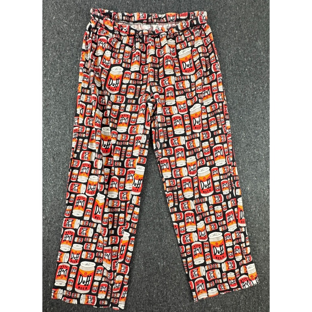 The Simpsons Men Sleepwear Size XL Black Pajama Pants Graphic Print Duff Beer